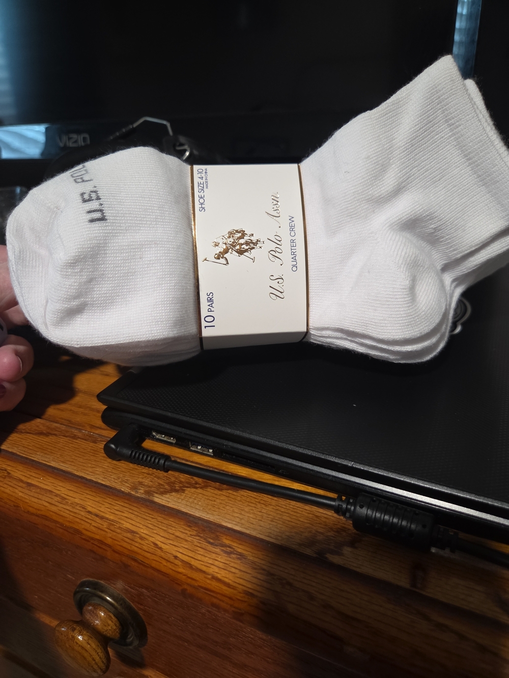 New U.S. Polo Assn. White Quarter Crew Socks - 10 Pack Womens 4-10